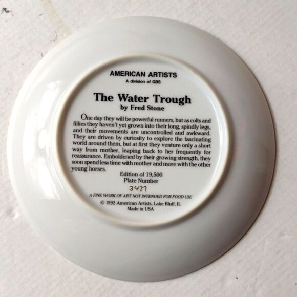 American Artists Collector's Plate "The Water Trough" by Fred Stone Issued 1992 - Picture 2 of 7